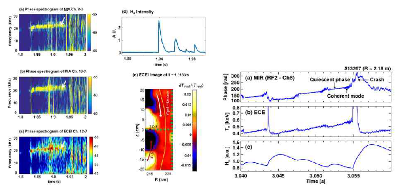 ELM 붕괴시 측정된 MIR phase, phase spectrum과 ECEI 이미지