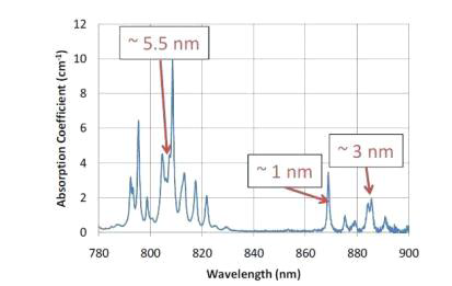 Nd:YAG 막대의 흡수 스펙트럼