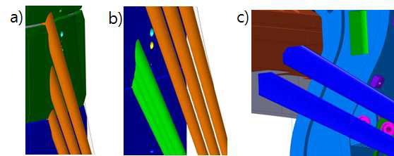 Schematic of alternative hit areas for the DTS laser on the wall blankets