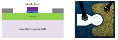 AlGaN/GaN-Based MOS Diode Gas Sensor 구조 및 현미경 사진