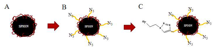 2-Azido-2-deoxy-D-glucose를 ATP 아민 말단에 reductive amination을 통해 표면 conjugation