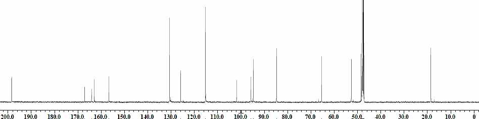 13C NMR spectrum of GE 4 in Methanol-d4