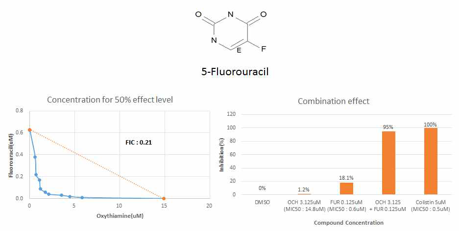 oxythiamine과 5-fluorouracil의 복합 처리 시 반응 분석