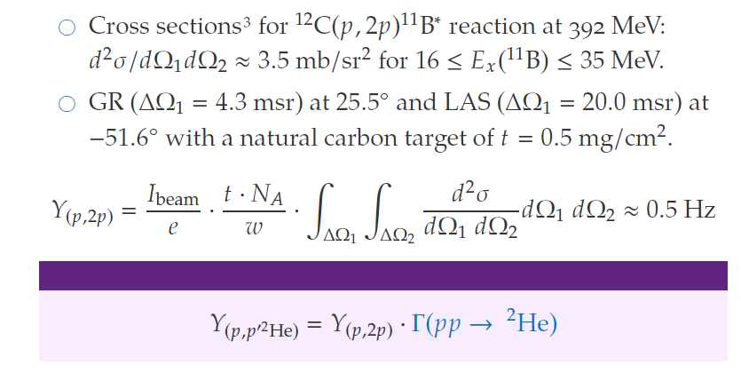 (p,2p)반응율이 약 0.5 Hz 정도이고 여기에 융합확률을 곱하면 2He 생성률이 된다.