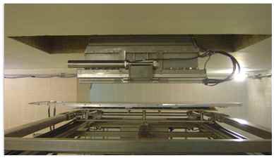 The curing process using an electron beam irradiation.