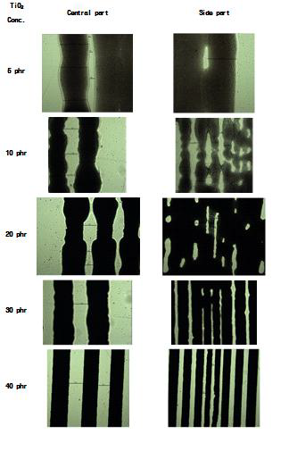 Optical microscope images of the screen printed patterns