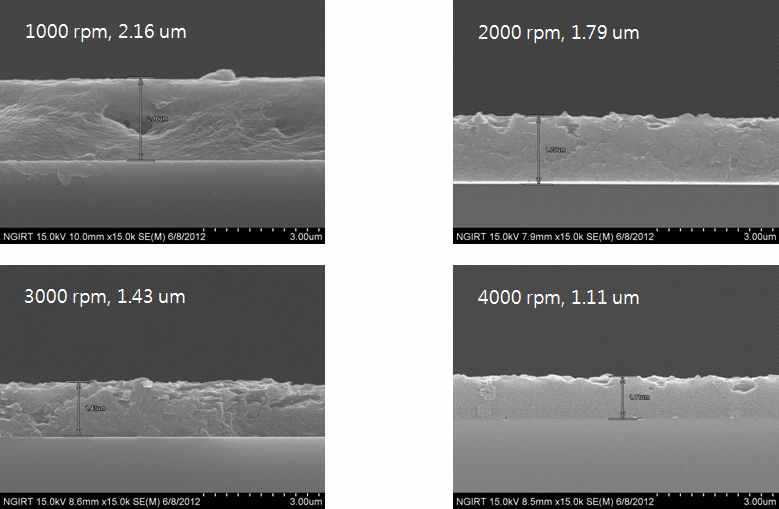 Cross section images of the PAN thin films.