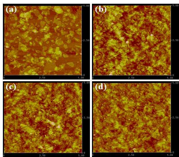 AFM images of the composite as a function of the gamma ray irradiation