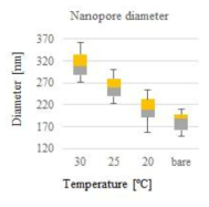 넓힘공정의 온도에 따른 나노포어 크기 분석