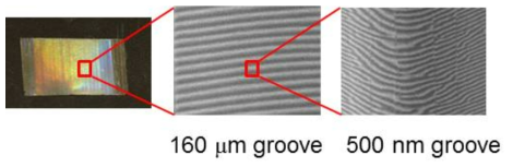 160 μm 마이크로 그루브, 500 nm 나노 그루브를 갖는 PUA 몰드 인서트