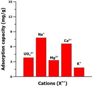 Ti-SBA-15-M2의 다양한 용존 양이온의 선택적 흡착량 결과