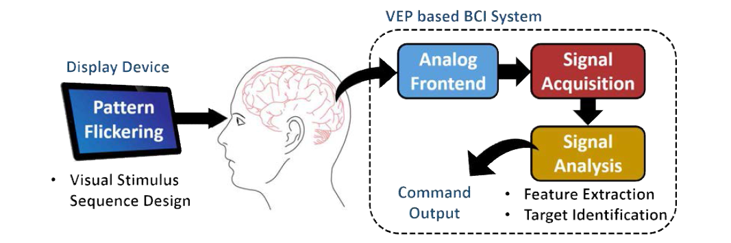 VEP 기반 BCI 시스템의 개념도