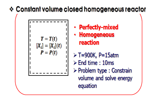 Schematics of constant volume-close homogeneous reactor model