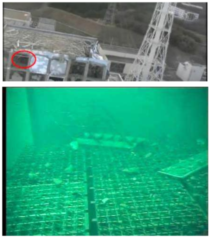 후쿠시마 4호기 저장조 건물 폭발사고 및 사용후핵연료 저장조 내부 상황
