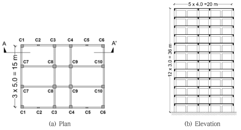 Selected 12-story RC frame