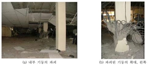 내부기둥의 파괴(Elnashai et al.(2006))