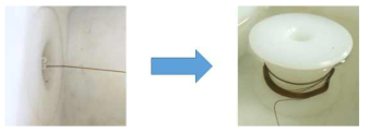 산화 그래핀 방사용액 (dope)을 이용하여 그래핀 섬유를 방사한 예