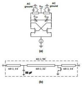 Reactive loaded line을 사용한 wide tuning range VCO 회로도