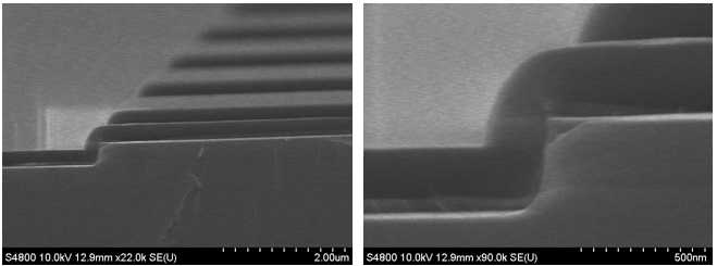 제안된 구조의 active 및 dielectric pattern SEM 이미지