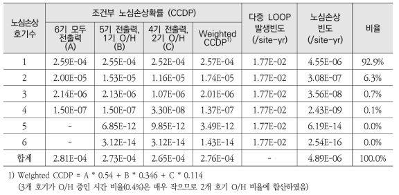 정지저출력 운전모드를 고려한 다중 LOOP 노심손상빈도 (Case 1)