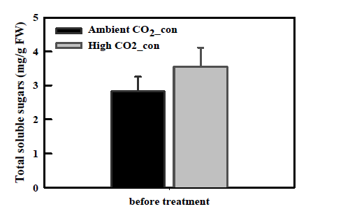 Content of total soluble sugar of kale plants subjected to high CO2 treatment.