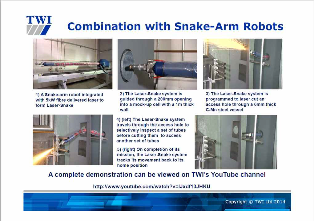 Laser-Snake 시스템을 활용한 복잡한 구조물 절단 시연 모습