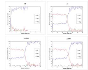 AES-depth profile analysis of investigated surfaces