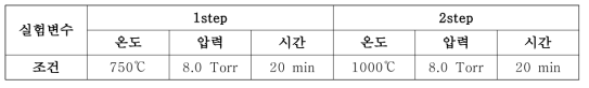 2-step 열처리 공정 조건.