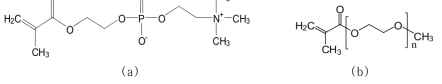 Chemical structure of 2-methacryloyloxyethylphosphorylcholine(a) and poly(ethyleneglycol)methacrylate(b)