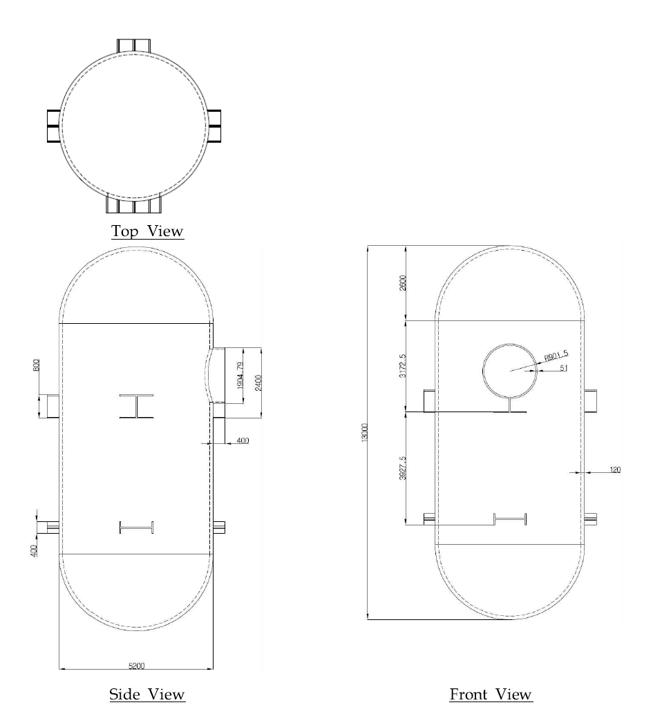 중간열교환기 용기의 개략도