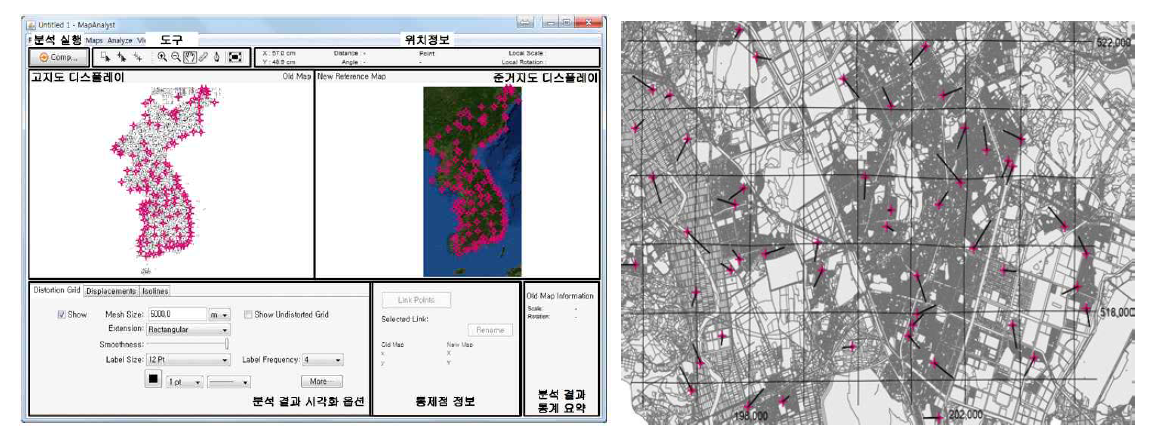 대동여지도를 이용한 MapAnalyst S/W 실행 화면