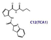 Chemical structure of TCA1 that inhibits the formation of biofilms without significant growth inhibition.