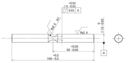 Specimen geometry for rotary bending fatigue test.