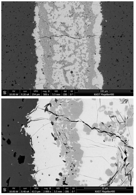 Interfacial microstructures of SiC tube/plug joints using CrAl/Ti interlayer.