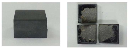 Appearance of SiC/Ti/SiC joints (a) before and (b) after a corrosion test.