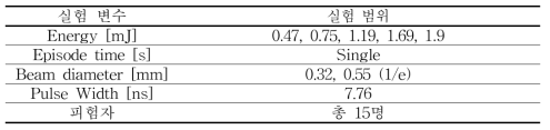 Single shot 실험에서 사용된 변수