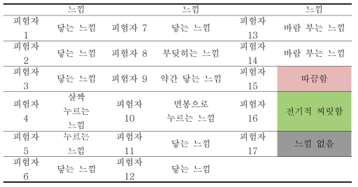 피험자 테스트 결과