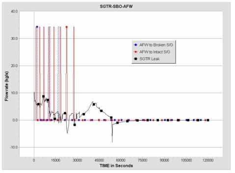 SGTR-SBO-AFW 사고경위에서 AFW 유량변화