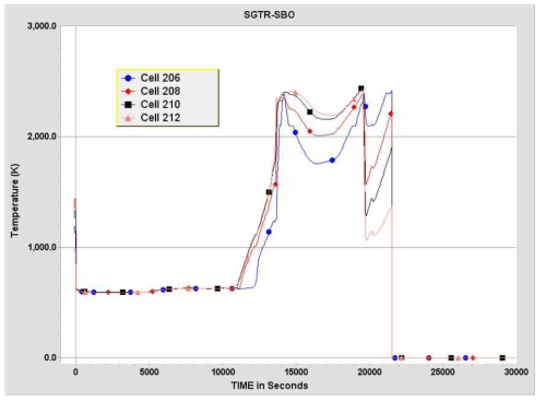 SGTR-SBO 사고경위에서 노심온도 변화(두번째 링)