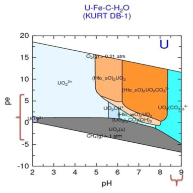 KURT DB-1 시추공 I3 구간의 PHREEQC를 이용한 우라늄 화학종 계산결과