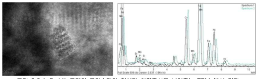 나노크기의 클러스터의 형성과 화학조성을 보여주는 TEM 분석 결과.