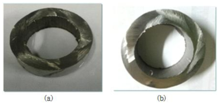 Photographs of FTL specimens, (a) after the first reductive step and (b) after the second reductive step