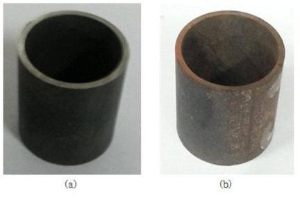 Photographs of Inconel 600 specimen, (a) after the first reductive step and (b) after the second reductive step.