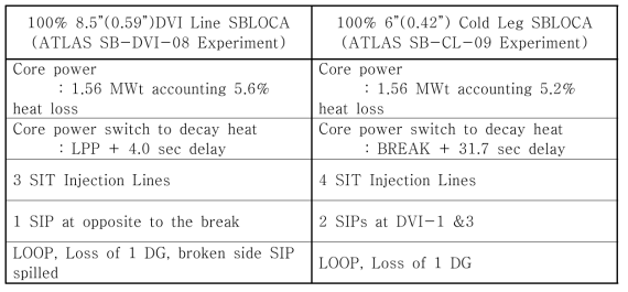 DVI/CL SBLOCA 사고해석 초기 및 경계조건