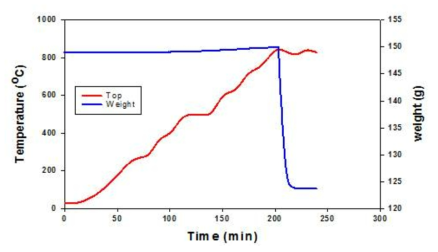 Temperature and salt weight profiles (Density of deposits: 0.86).