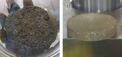 U-dendrite (a) before and (b) after compression molding.