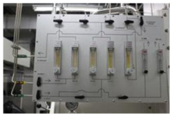 Ball type flowmeter to supply of Cl2 and Ar gas.