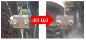 Stability test of TiN target in LiCl-Li2O molten salt.