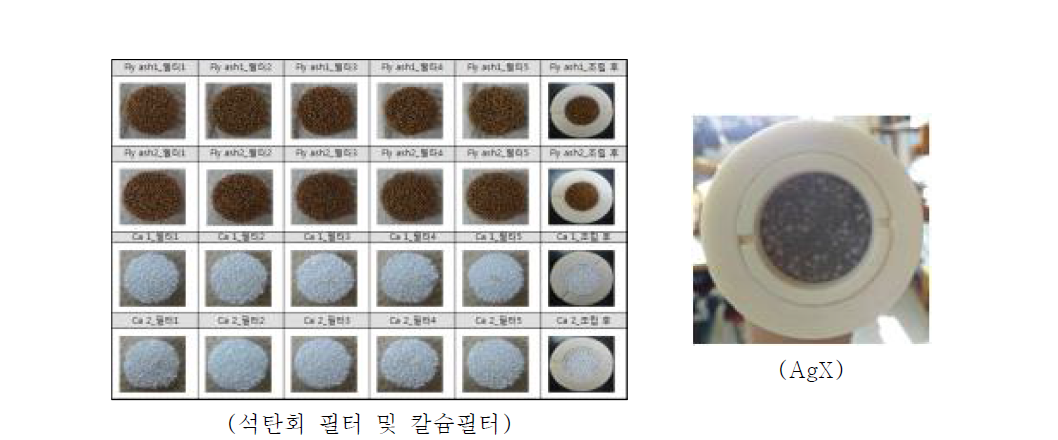 배기체 포집실험에 사용된 필터(열처리시험 No. 2, No. 4)