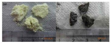 BP3-oxidized 시료(a)와 BP3 시료(b)의 형상